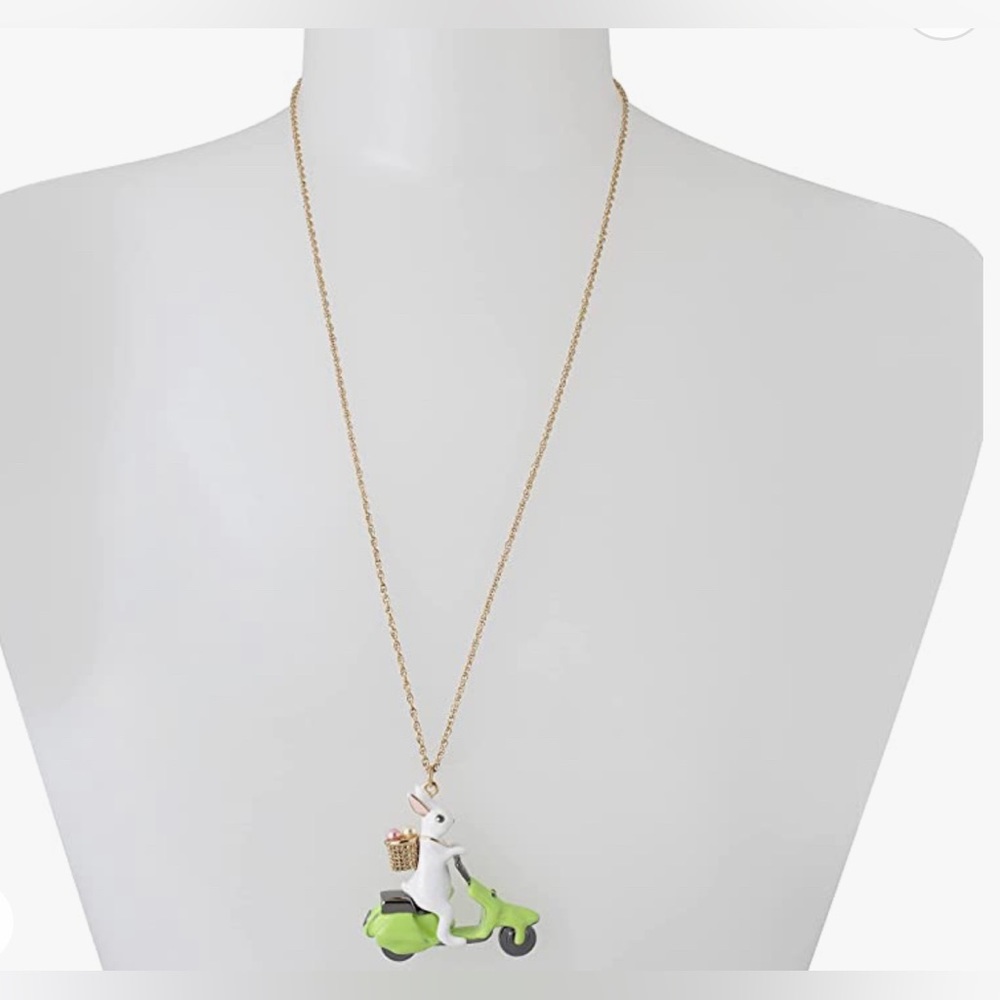 NWT Betsey Johnson Bunny Vespa Pendant Slider Necklace